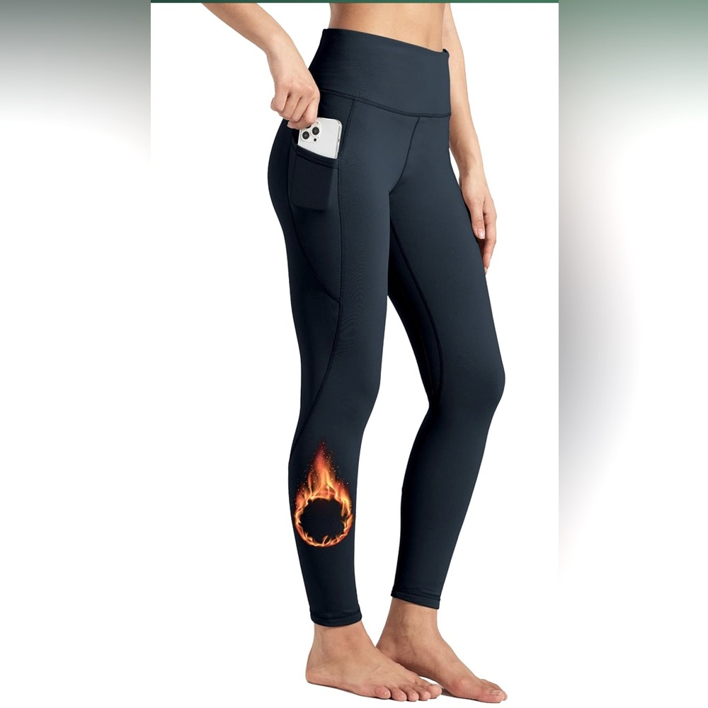 NWT Willit Fleece Lined Leggings High Waisted Thermal Yoga/Running w/Pockets, L